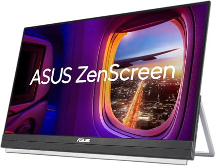 ASUS ZenScreen 22 (21.5 Visible) 1080P Portable Monitor (MB229CF) – Full HD, IPS, 100Hz, USB-C PD 60W, Speaker, Carrying Handle, Kickstand, C Clamping Arm, Partition Hook