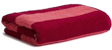 Möve Superwuschel Blockstreifen Handtuch 50 x 100 cm aus 100% Baumwolle, Ruby/Coral