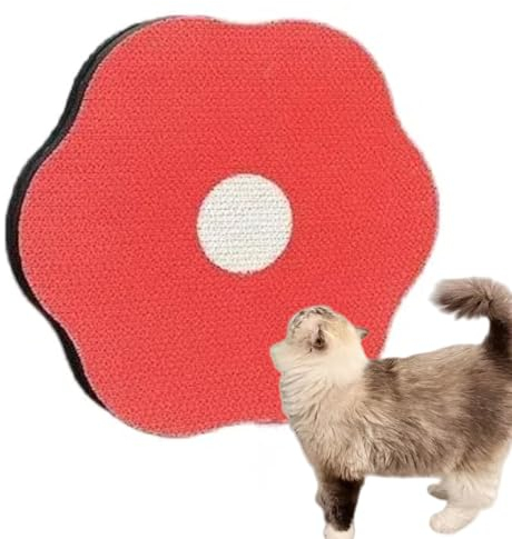 Almohadilla rascadora de flores para gatos en la pared, almohadilla de flores para acurrucarse, tabla de rascar para gatos con ventosa (rojo)