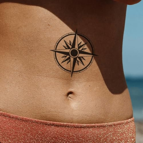 Fake Tattoo Reise – Temporalis® | Temporäre Tattoos für Erwachsene – EU-zertifizierte Kosmetik, vegan & wasserfest – Hält 1 bis 2 Wochen [ Kompass ]