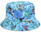 generisch Hommes et femmes décontracté imprimé double face chapeau seau plat protection solaire extérieur chapeau de paille rond, bleu, M