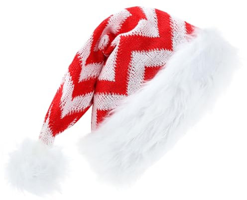 Alederways Weihnachtsmannmütze Weihnachtsmütze, Unisex Weihnachtsparty Hut für Erwachsene, samtweichem Plüsch klassische Pelz Xmas Hut (Rote und weiße Streifen)