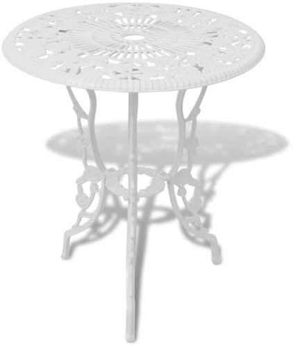 3 Piece Bistro Set Cast Aluminium White, White, wenjingqiUK-42165