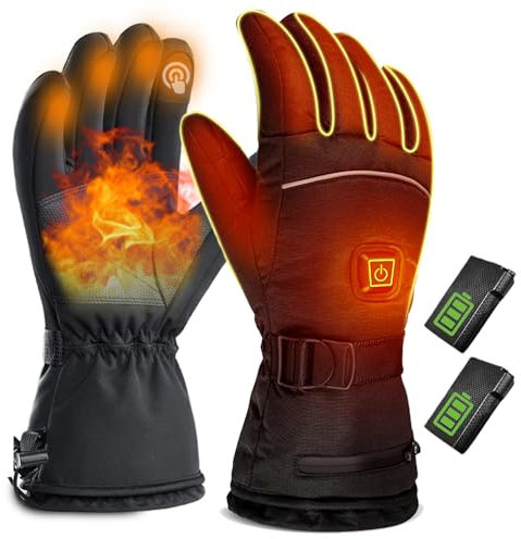 Sadodo Rechargeable USB Heated gloves,Gloves With 2pcs 4000Mah Battery,for Men and Women,Motorcycle Electric Thermostatic Gloves,3 Heating Setting,Hand Warmer for Winter Hiking,Skiing,L