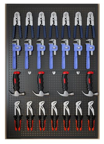 Kit combiné d'organisateur mural de panneau perforé, panneau perforé de bureau en fer, panneaux d'affichage de panneau perforé mural for le garage de salle de jeu à domicile(Black,100x100cm)