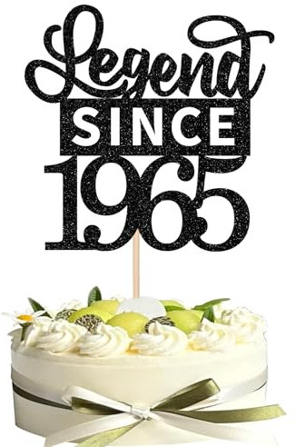 1 Stück 60th Tortendeko Glitzer Legend Since 1965 Cake Topper Alles Gute zum Geburtstag 60 Kuchen Deko für Prost auf 60th Geburtstag Jahrestag Party Kuchen Dekorationen Schwarz