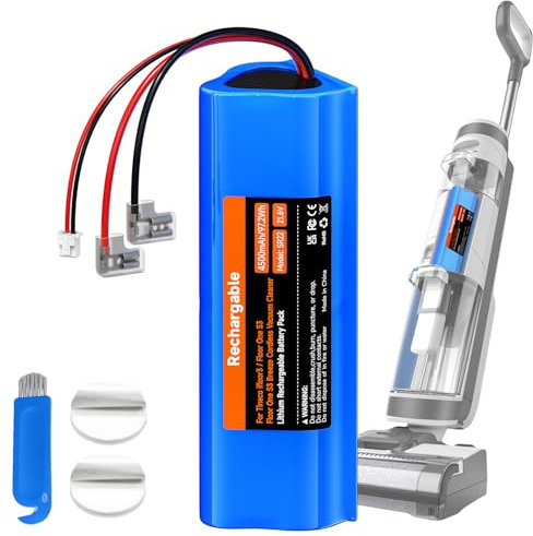 4500mAh/21,6V Aspirateur Batterie pour Tineco S3, Floor One S3, Floor One S3 Breeze, pour Tineco S2, Floor One S2 Batterie Longue durée (1 Batterie + 1 Pinceau + Ruban adhésif 3M)