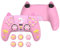 PlayVital Coque Manette pour ps5 Compatible avec Station de Charge avec 6 Capuchons Joystick & Autocollants,Houss de Protection Silicone Antidérapant-Rose,Design Sweetheart Kitty