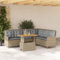 IKAYAA Polyrattan Lounge mit Verstellbare Esstisch 90 x 55 x 40/71 cm, Gartenlounge, Garten Sitzgruppe, Ecklounge, Ecksofa Lounge Möbel, Rattan Gartenmöbel Set inkl.Kissen - Beige, Hellgrau