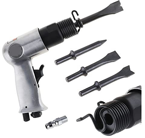 120 mm professioneller pneumatischer Betonbrecher, Handpistole, Gasschaufel, Lufthammer, kleiner Rostentferner, pneumatische Werkzeuge mit 4 Meißeln, Jack Hammer Meißel,Korrosionsbeständigkeit