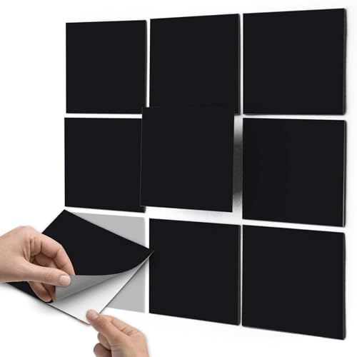 Klebefliesen I Fliesenaufkleber Dekorfliesen Küche & Bad renovieren I 10x10 cm Farbe Schwarz - 18 Stück