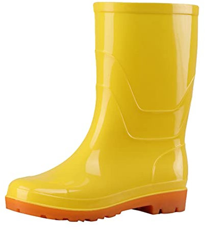 Stivali di gomma da donna da pioggia a mezza altezza, stivali da lavoro, impermeabili, stivali in gomma antiscivolo, stivali da giardino, giallo., 39 EU