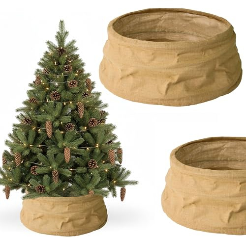 COIL Weihnachtsbaumrock, Weihnachtsbaumdecke Weihnachtsbaumabdeckung, Weihnachtsbaumständer, Baumrock Weihnachten, oval, rechteckig, Durchmesser ab 56 cm (Beige, Durchmesser 66)