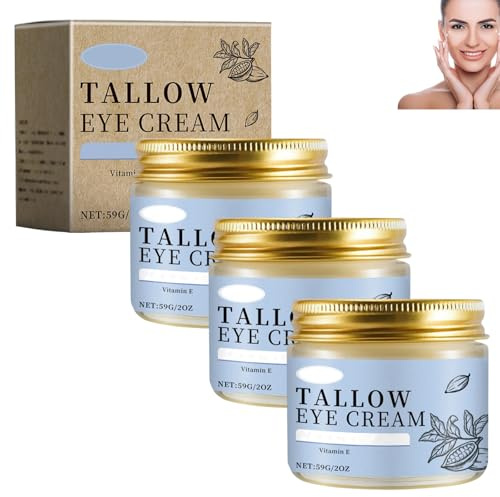 Augencreme mit Rindertalg, Augencreme mit Kaffee-Rindertalg gegen Augenringe, Anti-Aging, straffend, feuchtigkeitsspendend, reduziert feine Linien und Tränensäcke, nährt und beruhigt müde Augen (3pcs)