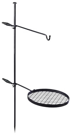 Swivel Campfire Grill, Open Fire Cooking Equipment for Camping with Height Adjustable Grill Grate and Hanger Rod and Carry Bag