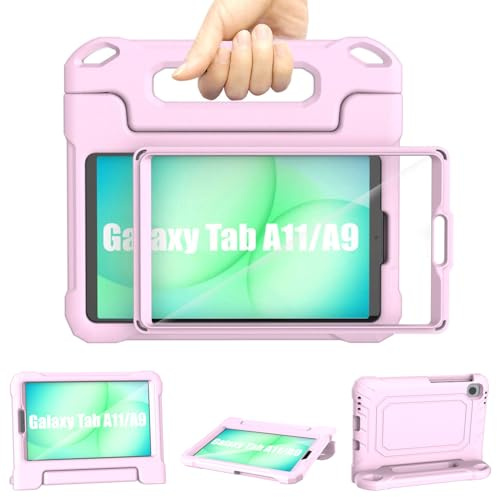 TrendGate Case for Samsung Galaxy Tab A11/A9 8.7'' 2025/2023 - Light Pink | Lightweight, Shockproof, Soft, EVA, Dual Angle Handle Stand, Screen Protector, Drop Protection, Kid-proof, A7 Lite 8.7'' 2021