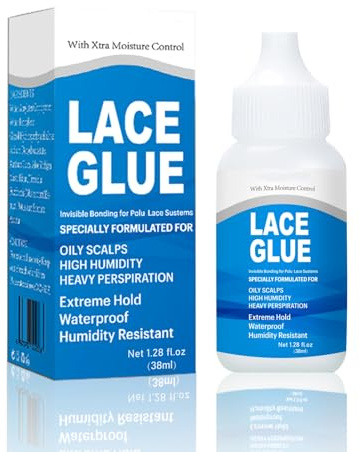 Lace Wig Glue Strong Hold - Invisible Waterproof Bonding Adhesive for Lace Front Wigs, Toupees & Hairpieces - Latex-Free, Oil-Resistant Hair Glue for Sensitive Skin