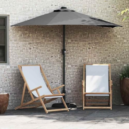 Gartenparasol Anthrazit Rechteckig 294x150x223cm, Robuster Sonnenschutz Stoff mit UV-Schutz, Wasserfest, LED-Beleuchtung für Terrasse, Garten, Balkon, Außenbereich