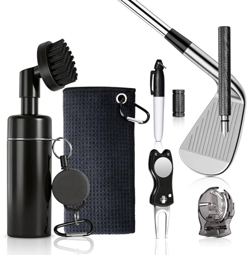 Vicloon Golf Club Cleaner Brush Essential, Golf Accessories, golf Essentials Kit With Club Cleaner Brush & Towel, Golfs Groove Sharpener Tool, Golfs Present For Men and Women