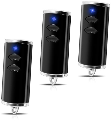 Handsender Kompatibel mit Hörmann HSE2 868-BS Garagentor Öffner 868MHz Funk | BiSecur Rolling Code Kompatibel mit HSE4 HS4 HS5 | Blauer LED Drücker Toröffner | Ersatz Schlüsselanhänger Schwarz 3er Pack
