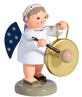 KWO Olbernhau Engel mit Gong, 5 cm, Mehrfarbig