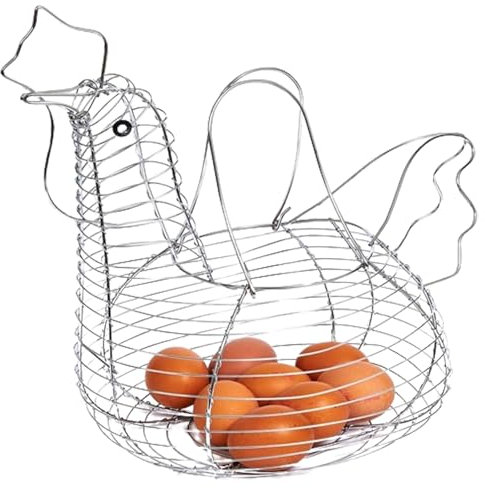 Panier à œUfs En Fil Chromé En Forme De Poule Panier A Oeuf Rangement Oeuf Range Oeuf Panier Oeuf