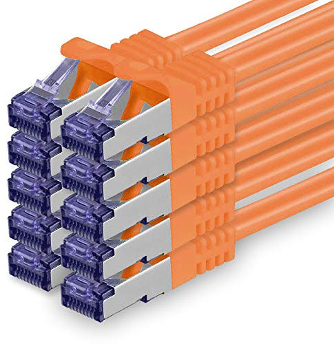 1aTTack.de Câble Réseau CAT7 CAT 7 10 Gigabit - 10x 3,0m - RJ45 Ethernet LAN DSL Routeur Modem - Orange