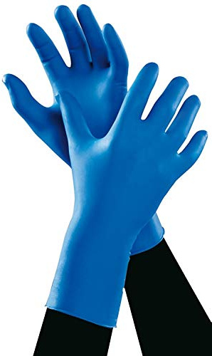 AJSIA - Guanti in Lattice MONOUSO High Risk Colore Blu 50 PZ Super Resistenti (Tg:S,M,L,XL,XXL) (TG.S)