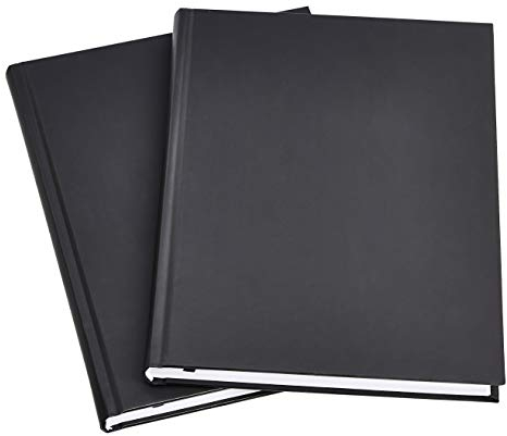 Amazon Basics Professionelles Tagebuch, 2 Stück, Schwarz, 26,7 x 19,1 cm