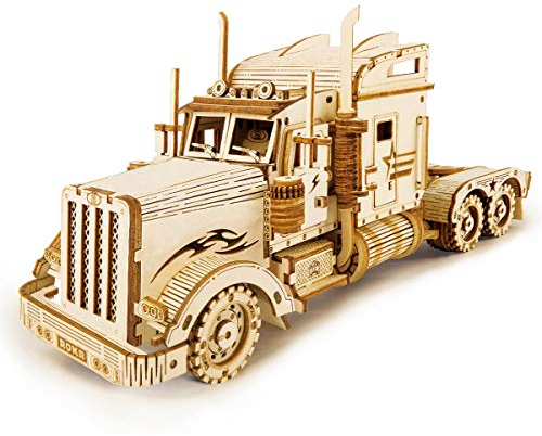 ROKR 3D Puzzle Express Holzpuzzle Modellbau - Lastwagen Holzbausatz - Weihnachten Geburtstagsgeschenk für Jugendliche und Erwachsene (Heavy Truck)