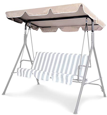 RELAX4LIFE Sonnendach UV-Schutz, Ersatzdach Wasserabweisend, Dachbezug für Hollywoodschaukel, Dachplane Farbwahl, Schaukeldach 160g Polyester, Gartenschaukel Kein Ausbleichen (196 x 109 cm, Beige)