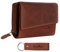 Chunkyrayan Echtleder Damen Geldbörse Hochwertig Vintage RFID Schutz inklusive Leder Schlüsselanhänger GB-18 Brown