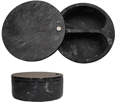 Ritadeshop Salero y pimentero/bodega de doble compartimento con tapa giratoria para almacenamiento de sal, especias y hierbas