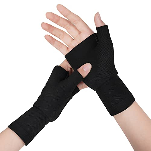AOOWU Kompression Stütze Daumen Schiene, 2 Stück Kompressive Handgelenkstütze Arthritis Handschuhe,Elastische Bandage Daumen Stützen, Atmungsaktive Daumenstütze,Handgelenk Bandage für Damen Herren, M