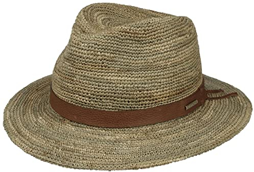 Stetson Sombrero de Zostera Crochet Traveller Mujer/Hombre - Playa Verano Paja con Banda Piel Primavera/Verano - XL (60-61 cm) Natural