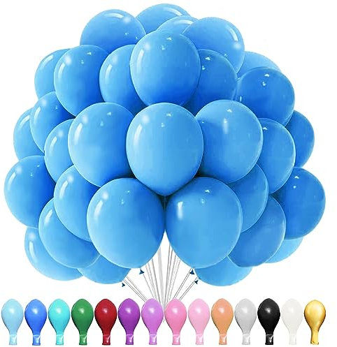 Luftballons Blau, 100 Stück 10 Zoll Luftballons hellblau Matt, 2.2g Latex Luftballons, Luftballons Matt, für Geburtstagsfeiern, Jubiläumsfeiern, Hochzeiten, Baby Party, Partydekorationen