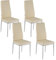 Baroni Home Esszimmerstühle 4er Set, Polsterstühle mit hoher Rückenlehne und ergonomischem Sitz, Elegante und Moderne Esstisch-Stühle aus Kunstleder mit Stahlrahmen, 40x48x96 cm, Beige