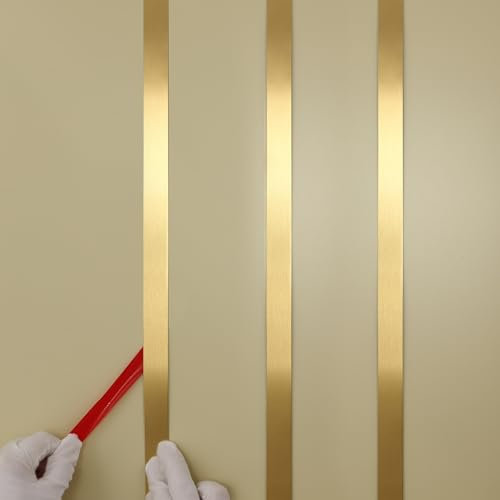 Taaizau Zierleiste für Spiegelrahmen, Wand, Kamin und Heimdekoration, goldfarben, gebürstet, zum Abziehen und Aufkleben (10m x 2cm)
