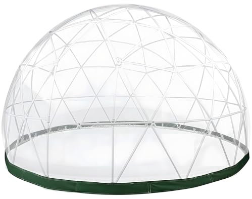 CYTBEK Garden Dome Bubble Tent Dome,11.8ft Transparent TPU Cover, with PVC Cover,Air Bubble Dome Tent,inflatable bubble tent, Waterproof Garden Dome House Suitable for Patio and Dining Places