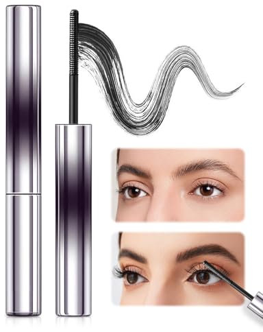 Iron Wand Mascara, 2025 Neu 3D Curling Wimperneisen, Amazing Effect Mascara 3D Curling Eyelash Iron Mascara Schwarze Wimperntusche für Schwarz Extra Slim Super Curling Voluming Eyelash (Schwarz, A)