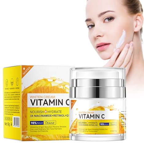 Vitamin C Gesichtscreme – Tages und Nachtcreme für eine strahlend frische Haut | Facial Cream mit hautaufhellender Wirkung | VC Gesichtsfeuchtigkeitscreme für Strahlend Frische Haut Creme