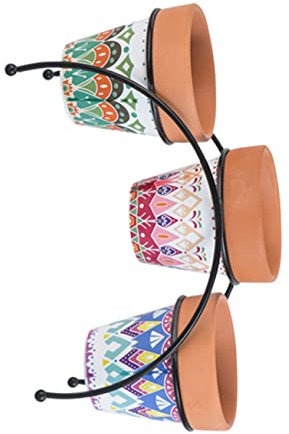 HEMOTON Lot de 4 Pots de Fleurs en Poterie Rouge Jardinière en Céramique pour Intérieur et Extérieur avec Support en pour Cactus et Petites Fleurs
