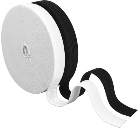 Sploziia 2 Stück Gummiband Breit Schwarz Weiß Nähen Zwei Bände-Elastisches Band Zum Nähen,Gummizugband Für Heimwerker- Und Bastelarbeiten (1000cm×1.5cm)
