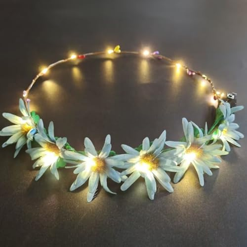 AWSOLAR 6 Stück Blumenkranz Haare LED, LED Haarreif Blumen | Leuchtende Haarreifen für Party, Geburtstag, Hochzeit, Festival Zubehör