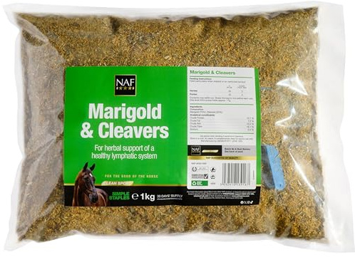 NAF Marigold & Cleavers 1kg Herbal Support for Equine Lymphatic System | Herbal Marigold & Cleavers Formula for Horses, Supporting Normal Lymphatic Function, 30 Day Supply