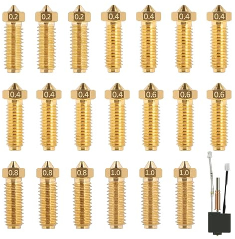 20-Teiliges Barss-Düsen-Set Für Kobra 3/Kobra S1,3d Drucker Düsen NozzleSet | Für Anycubic Kobra 3,Kobra 3 Combo, Kobra S1,Kobra S1 Combo,8 Stück 0,4 Mm Und 3 Stück 0,2 mm/0,6 mm/0,8 mm/1,0 mm