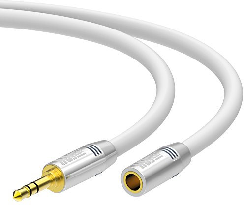 HDGear AC0110-030 Premium Audio Verlängerungskabel mit vergoldeten Steckkontakten, 3,5mm Klinkenstecker auf 3,5mm Klinkenbuchse (3,00m), weiߟ