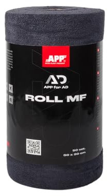 App Roll MF - Chiffon en microfibre sur rouleau - lot de 50 | Chiffon microfibre pour voiture, maison, cuisine, fenêtres, vitres | Réutilisable et lavable à 40 °C | 30 cm x 30 cm, 280 g/m² | Lot de 50