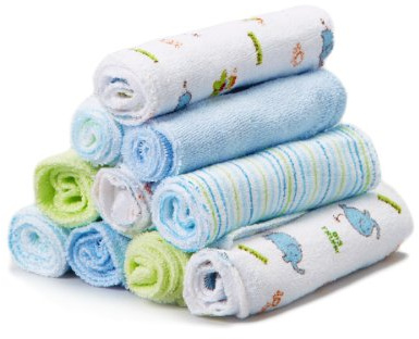 Spasilk Baby 10 Pack Soft Terry Bath Washcloth Wipes