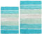 Chardin home Badematte aus Cordural-Streifen, 2er-Set, Badteppiche (53,3 x 86,4 cm & 61,6 x 101,6 cm) | Rutschfester Badezimmerteppich, maschinenwaschbar, Plüsch, sehr saugfähig | Aqua Türkis Ombre